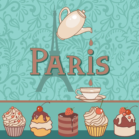 vector card with paris bakeryのイラスト素材