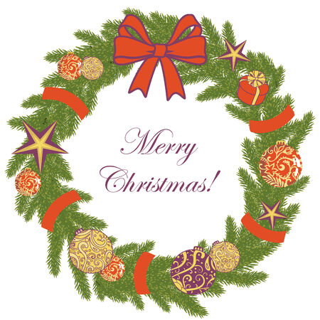 vector  christmas decorative wreathのイラスト素材