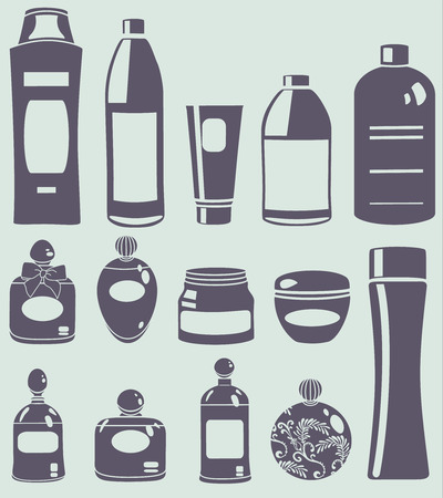 vector cosmetics silhouette setのイラスト素材