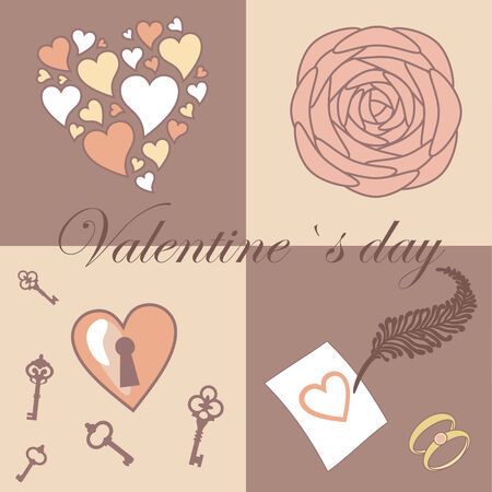 vector valentine setのイラスト素材
