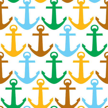 vector abstract seamless ocean pattern with color anchorsのイラスト素材