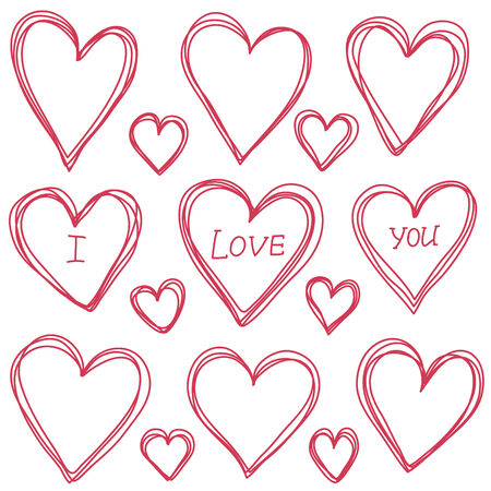 vector heart sketchのイラスト素材
