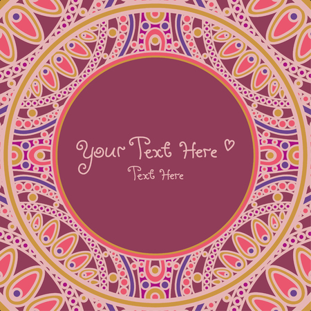 vector orient festive invitation card in traditional mexican style with mandala circleのイラスト素材