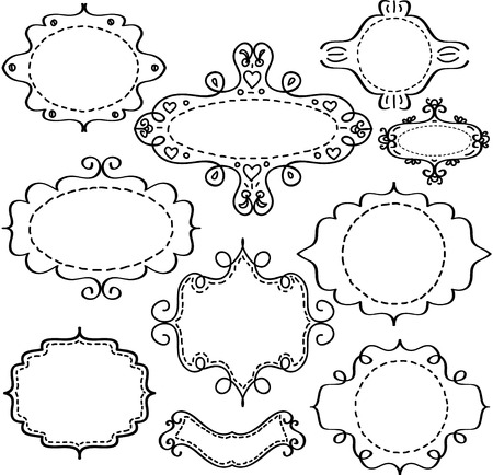 vector frames sketch in scrapbooking styleのイラスト素材