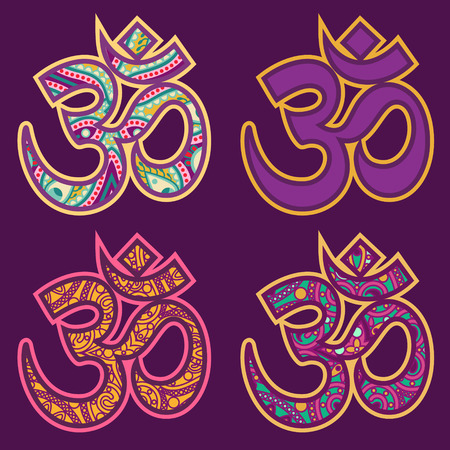 vector set of traditional ornamental orient ohm signのイラスト素材