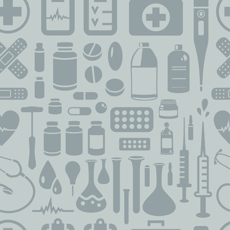 vector seamless  pattern with medical objectsのイラスト素材