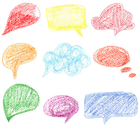 vector set of pencil hand drawed bubblesのイラスト素材