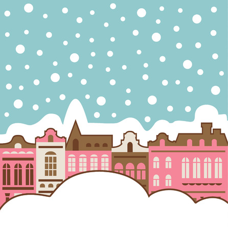 vector illustration of winter townのイラスト素材