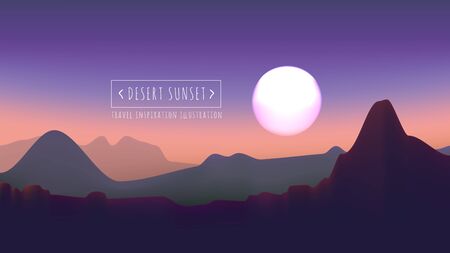 Desert sunset vector illustrationのイラスト素材