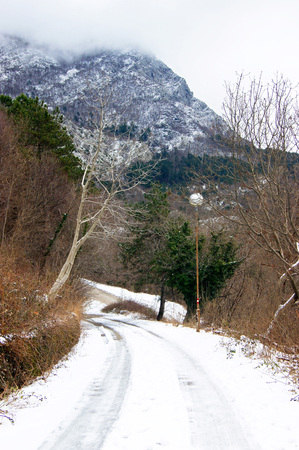 Winter day in the mountainsの写真素材