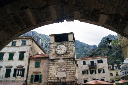 View of the clock tower, Kotorの写真素材