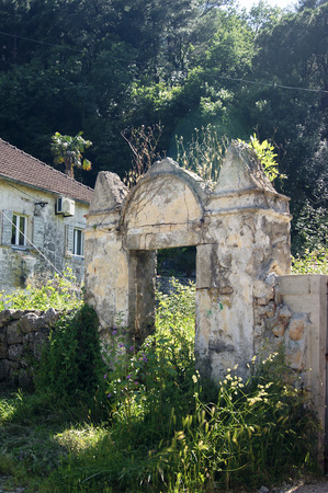 Fragment of old buildings - the entrance gateの写真素材