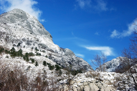 Mountain slopes in winterの写真素材