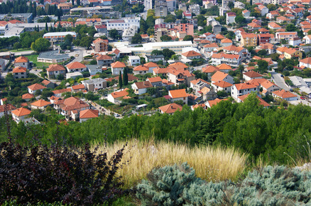 View of the city of Trebinje from the hillの写真素材