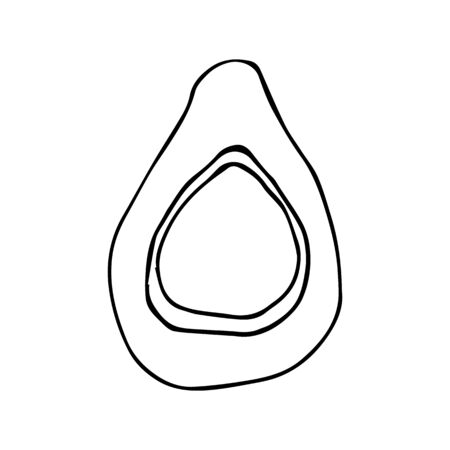 Collection of fruits and berries in doodle style. Decorative retro style farm collection product for restaurant menu, market label. Vector doodle illustration in black isolated on white background.のイラスト素材