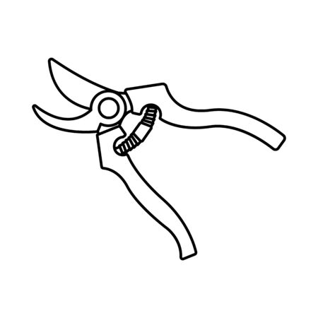 Vector silhouette of secateurs for a garden on a white background. For agriculture and cuts for plants and vegetables. Flat design objects without fill. Vector and stock illustration.のイラスト素材