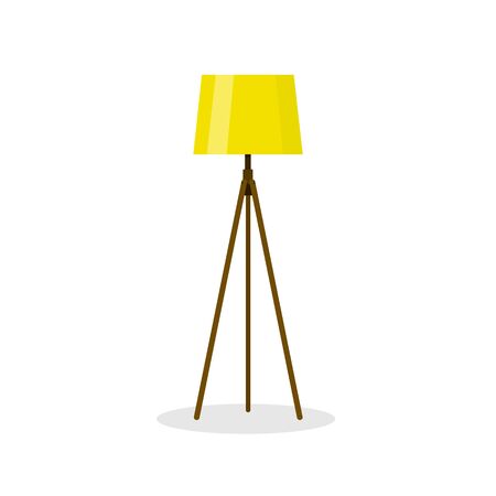 Yellow outdoor windlass on an isolated white background. Decorative lamp for home and modern interior, room lighting. For living room, bedroom, study and office. Flat style. Stock vector illustration.のイラスト素材