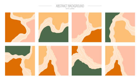 A set of various abstract backgrounds. Hand-drawn various shapes and doodle objects. Modern trendy...