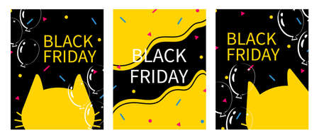 Black Friday. Set of abstract website templates, products and services, super discounts. Universal background for poster, banners, flyers, special offer, advertisement. Vector stock illustration.のイラスト素材