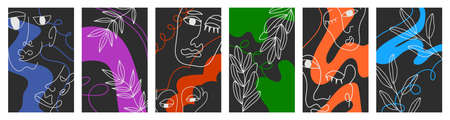 Set of Various Leaves and Flowers, abstract shapes. Round elements, abstract shapes, lines, floral....
