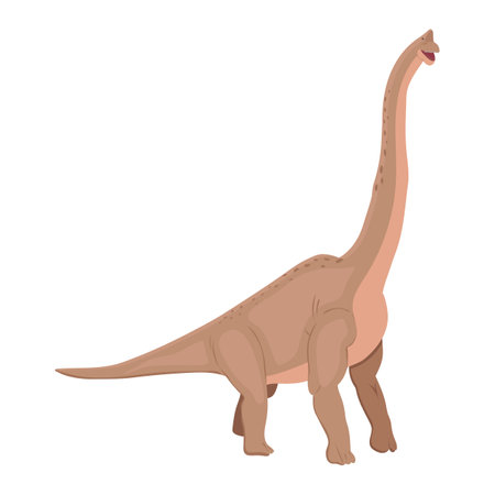 Dinosaurs brachiosaurus isolated on a white background. illustration for printing on packaging paper, fabric, postcard, clothing. Cute childrens backgroundの写真素材