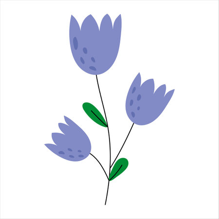 Spring summer flowers isolated on white background. Easter decoration. Set of floral branch. Hand drawn elements. Good for greeting cards, invitations, flyers and other graphic design. leavesのイラスト素材
