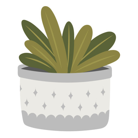 Cute plant in a flower pot. Sticker indoor exotic plants. Flower on an isolated white background. Vector stock illustration. Tropical houseplant. Pot plant. garden plant.のイラスト素材