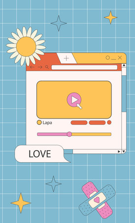 Stories templates in vaporwave style. Nostalgic design of social media posts. Retro 80s 90s aesthetic backdrops, groovy backgrounds with old computer user interface. Vector illustration.のイラスト素材