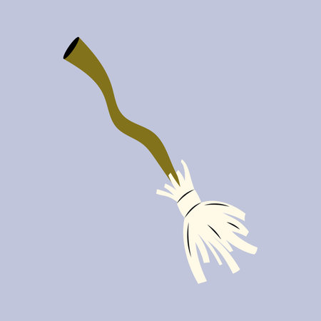 Vector illustration of cute witch broom. Hand drawn magic element. Simple doodle drawing of broomstick for halloween card, poster, invitation designのイラスト素材