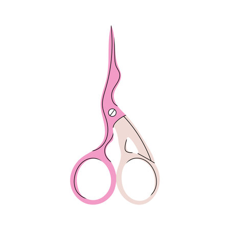 Metal vintage scissors in the shape of a bird with blue handles. Tools for sewing and needlework in cartoon style. Vector stock illustration. Scissors in the shape of a bird.のイラスト素材