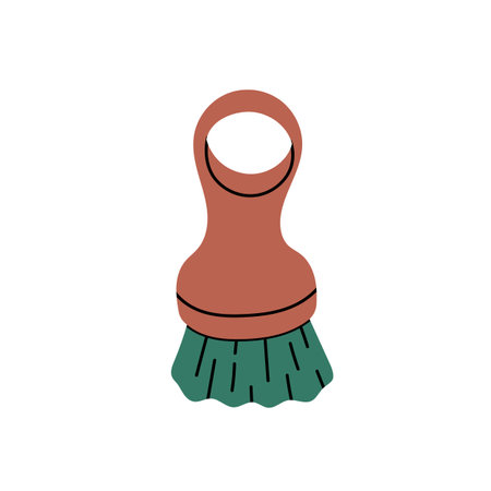 Hand washing brush with handle and bristle. Manual cleaning tool for housework. Household supply. Flat vector illustration isolated on white backgroundのイラスト素材