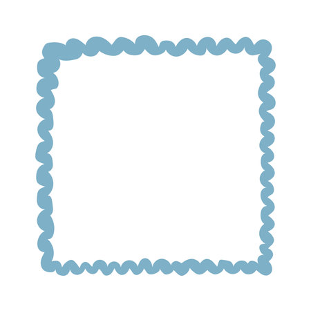 Doodle wave curve edge frame. Hand drawn wavy rectangle border. Doodle brush drawn square and circle picture frame. Vector illustration isolated on white background.のイラスト素材