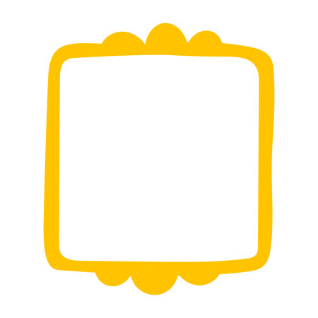 Doodle wave curve edge frame. Hand drawn wavy rectangle border. Doodle brush drawn square and circle picture frame. Vector illustration isolated on white background.のイラスト素材