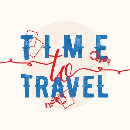 Tme to travel Hand lettering quote It can be used as a poster, a postcard or printのイラスト素材