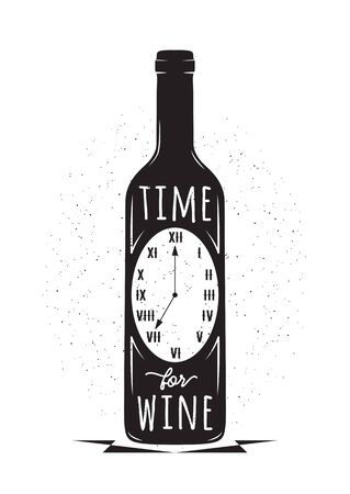 Vintage food related typographic quote. Bottle wineのイラスト素材