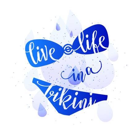 Summer Design. Blur Beach Background. Hand Drawn Lettering Vector. Summer Time. Watercolorのイラスト素材