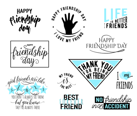 Vector illustration of Happy Friendship day vector typography design. Inspirational motto quotes about friendship. Used as greeting cards, felicitation posters, print clothing, t-shirt for your friends.のイラスト素材