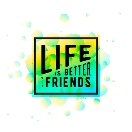 Vector illustration of Happy Friendship day typography design isolated on white background with rough color dots. Inspirational quote about friend. Used as greeting cards, felicitation posters, congratulation print, t-shirt for your friends.のイラスト素材