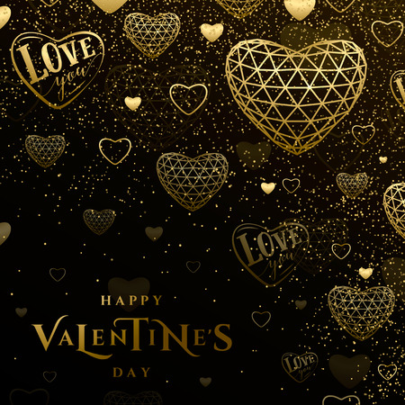 Vector illustration of valentines day golden greeting cardのイラスト素材