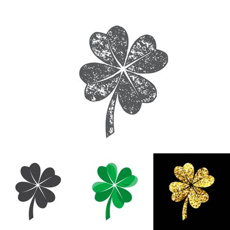 Vector illustration of four leaved clover set for saint Patricks day greetingのイラスト素材