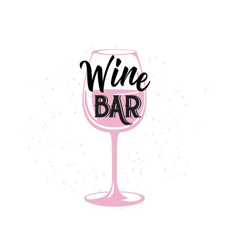 Drink related typographic quote. Wine bar old logo designのイラスト素材