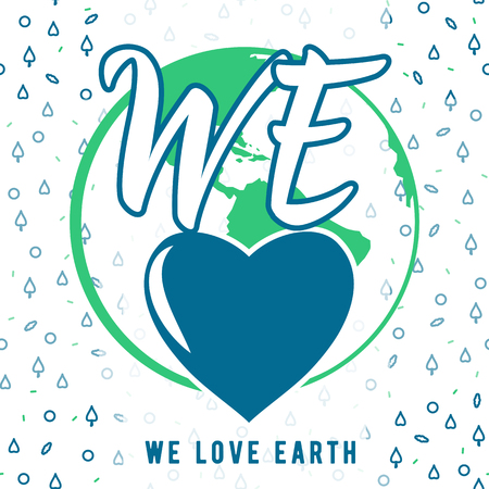 Vector illustration of Earth day greeting text card on seamless patternのイラスト素材