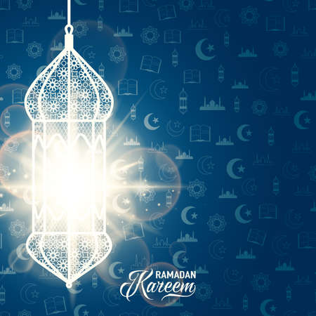 Vector illustration of ramadan kareem blue color greeting invitation templateのイラスト素材