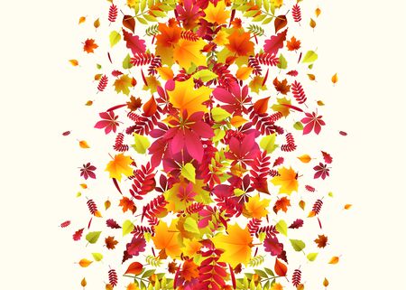 Vector illustration of autumn border background with falling leavesのイラスト素材