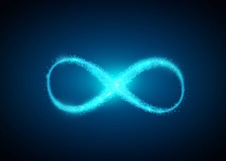 Infinity symbol background. Light blue infinite, eternity concept with particlesのイラスト素材
