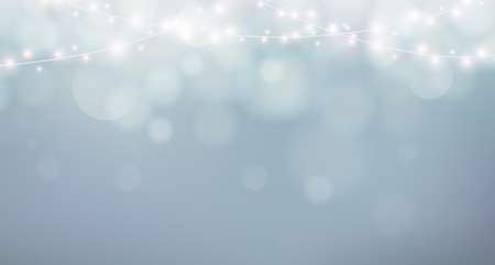Christmas lights. Xmas garland decoration. Grey background with shine fog, bokehのイラスト素材