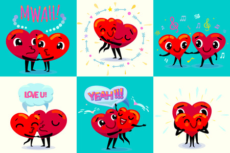 Happy valentines day card set. Couple in loveのイラスト素材