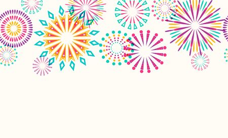 Firework border seamless background. Isolated on white. Vector illustrationのイラスト素材