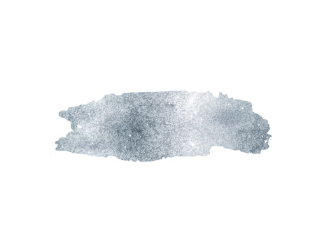 Silver glitter foil brush stroke vector. Argent paint smear background isolated on white. Glow metal patternのイラスト素材