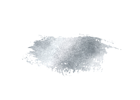 Silver glitter foil brush stroke vector. Argent paint smear background isolated on white. Glow metal patternのイラスト素材